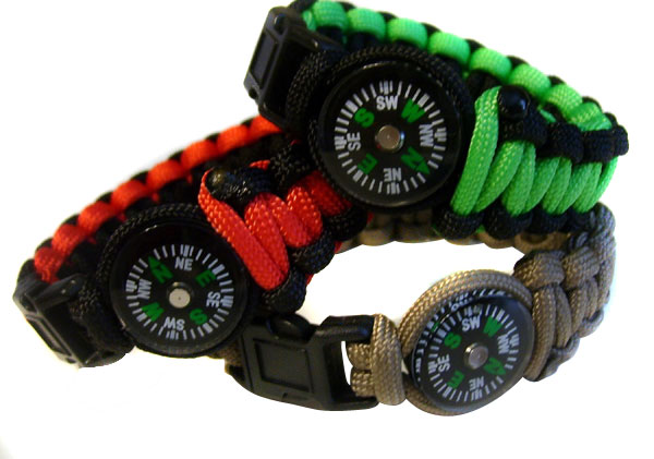 2 Pack of 500lb Paracord Bracelets w/Built-In Compass