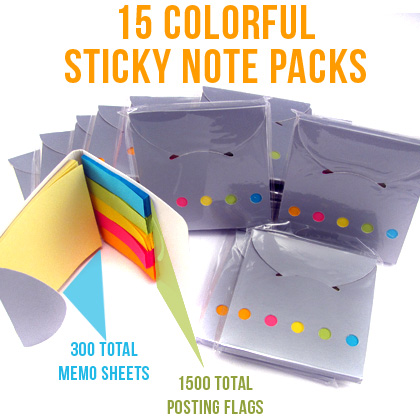 15-Pack Sticky Note Set - 1800 Total Memos